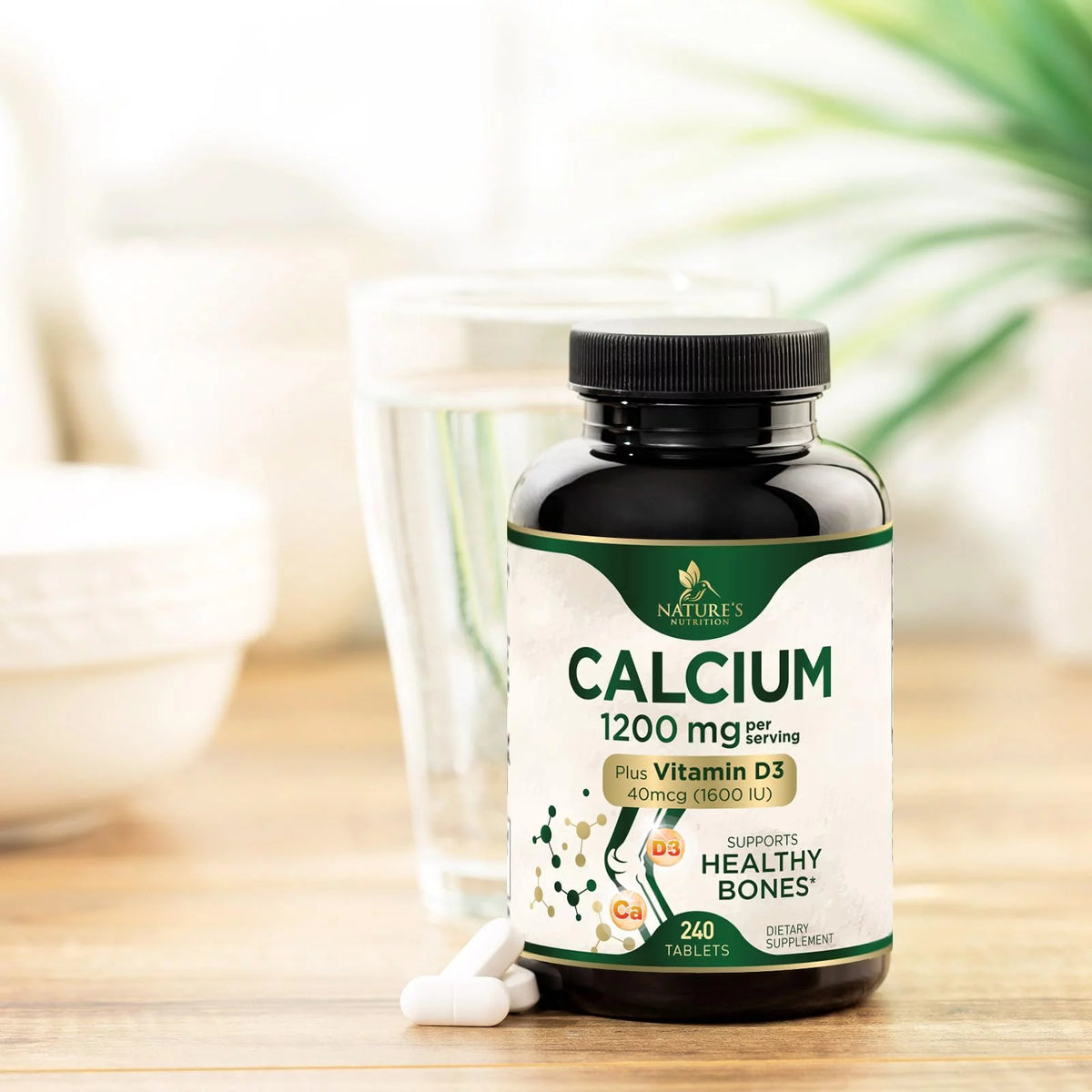 240 Tablets Calcium 1200 mg with Vitamin D3 Dietary Supplement O877261