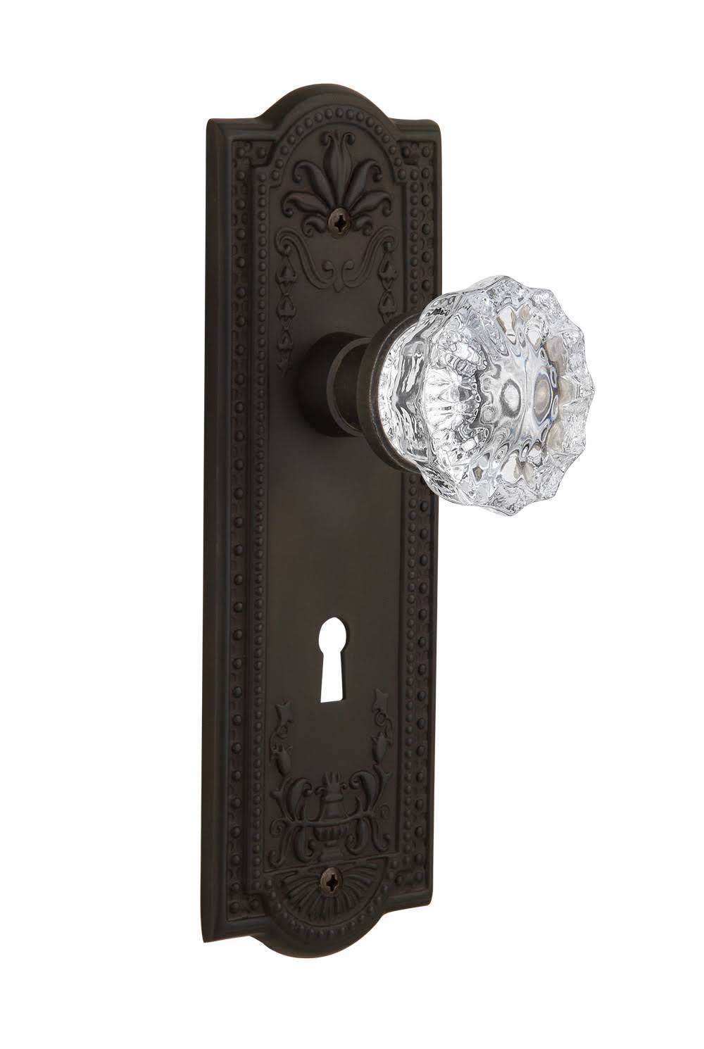 Crystal Glass Door Knob with Keyhole Privacy, Oil-Rubbed Bronze I533625