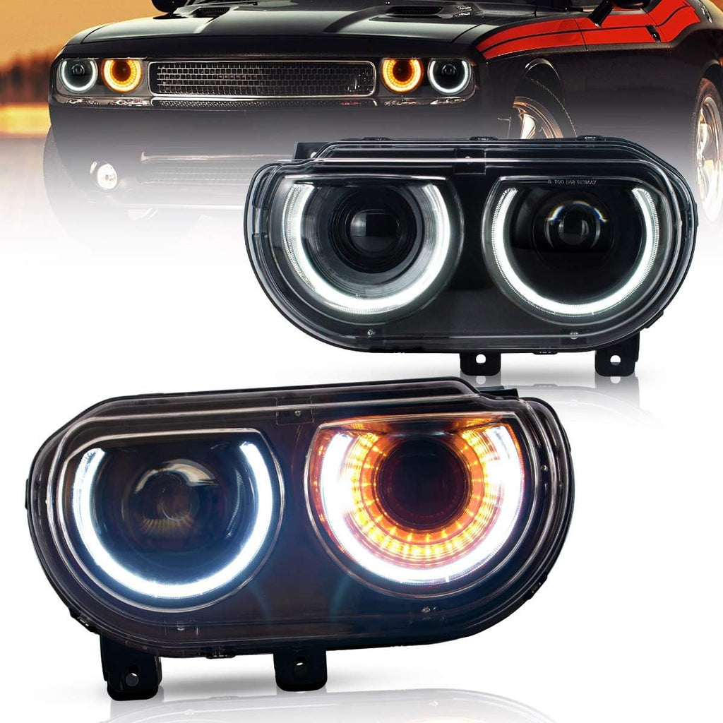 RGB Led Headlights with Sequential Indicator Halo and Colorful Halo DRL F95684