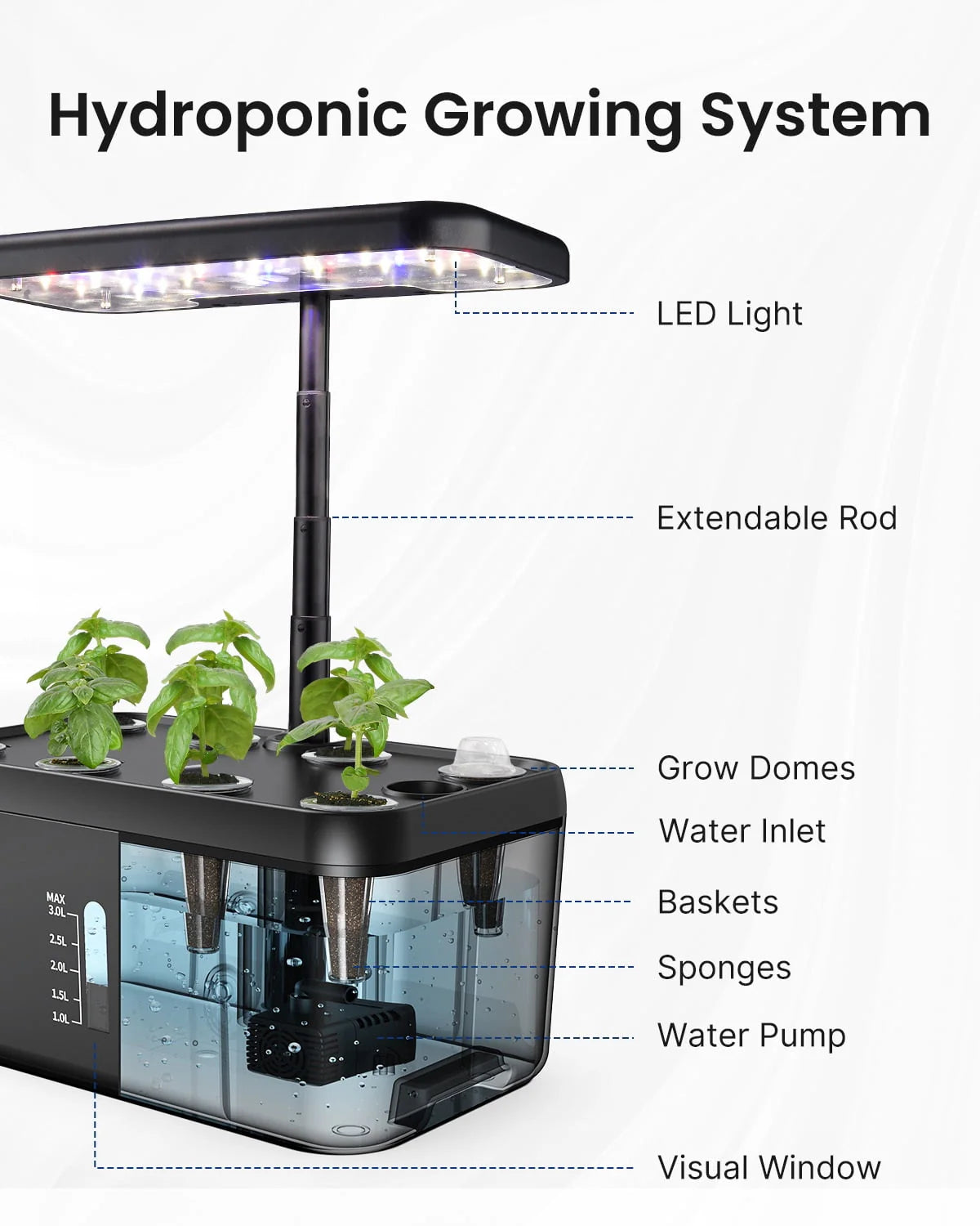 8 Pods Hydroponic Growing System with LED Grow Light X612317