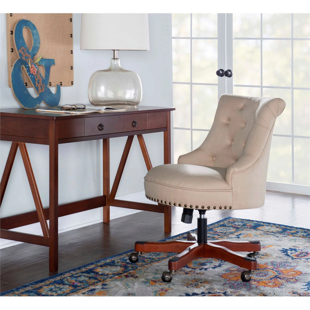 Wood Upholstered Office Chair Beige U248