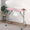 Portable Manicure Nail Table with Dust Collector, LED Lamp, Carry Bag, White J464