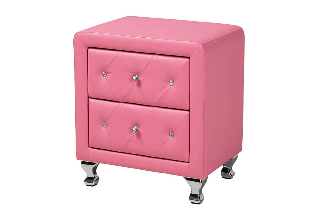 Pink Faux Leather Queen Size 3-Piece Bedroom Set E44865