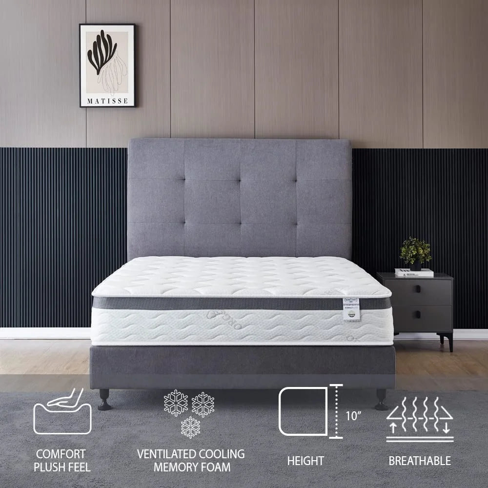 Twin Size 10 Inch Memory Foam Spring Hybrid Mattress Y44673