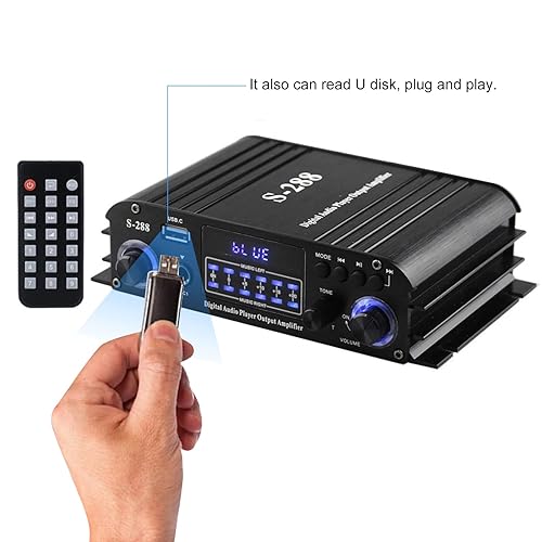 4 Channel Bluetooth 5.0 Stereo Amplifier, 50Wx4 Power Amp, 1200W Max, Class D Home Audio Receiver P522