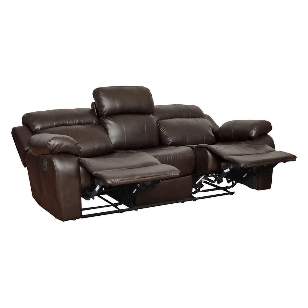 Brown Double Reclining Sofa with Cup Holders N2525