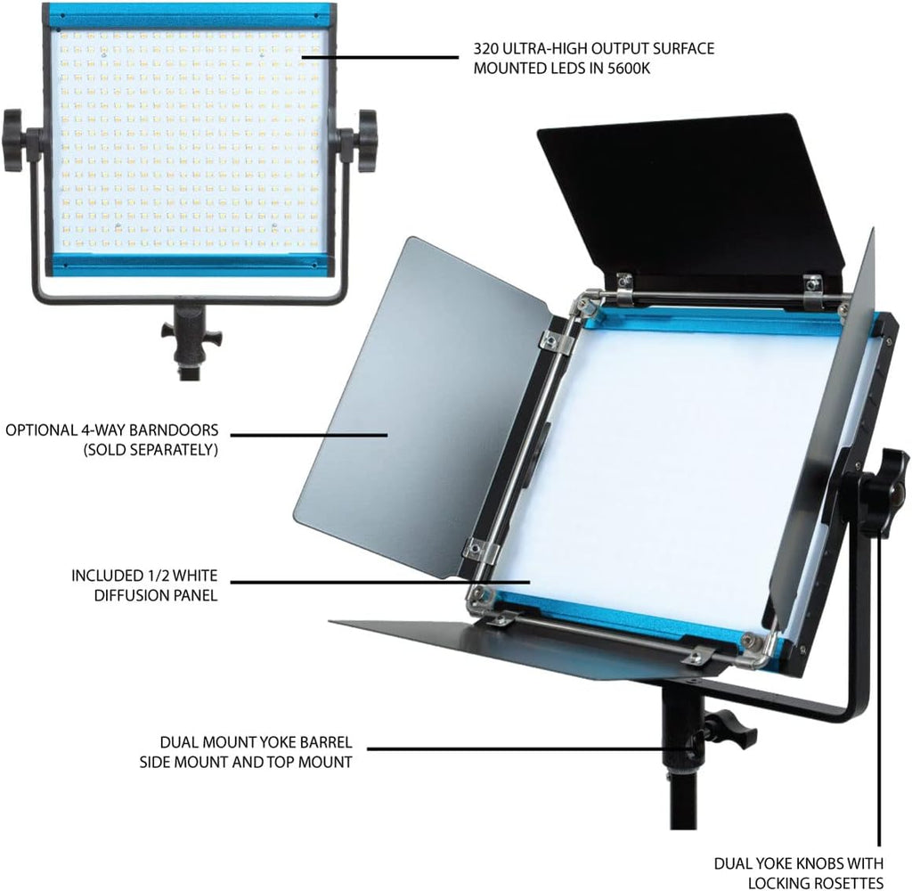 Daylight 5600K LED Video Light Panel, Dimmable 0-100%, CRI & TLCI 96+ I955