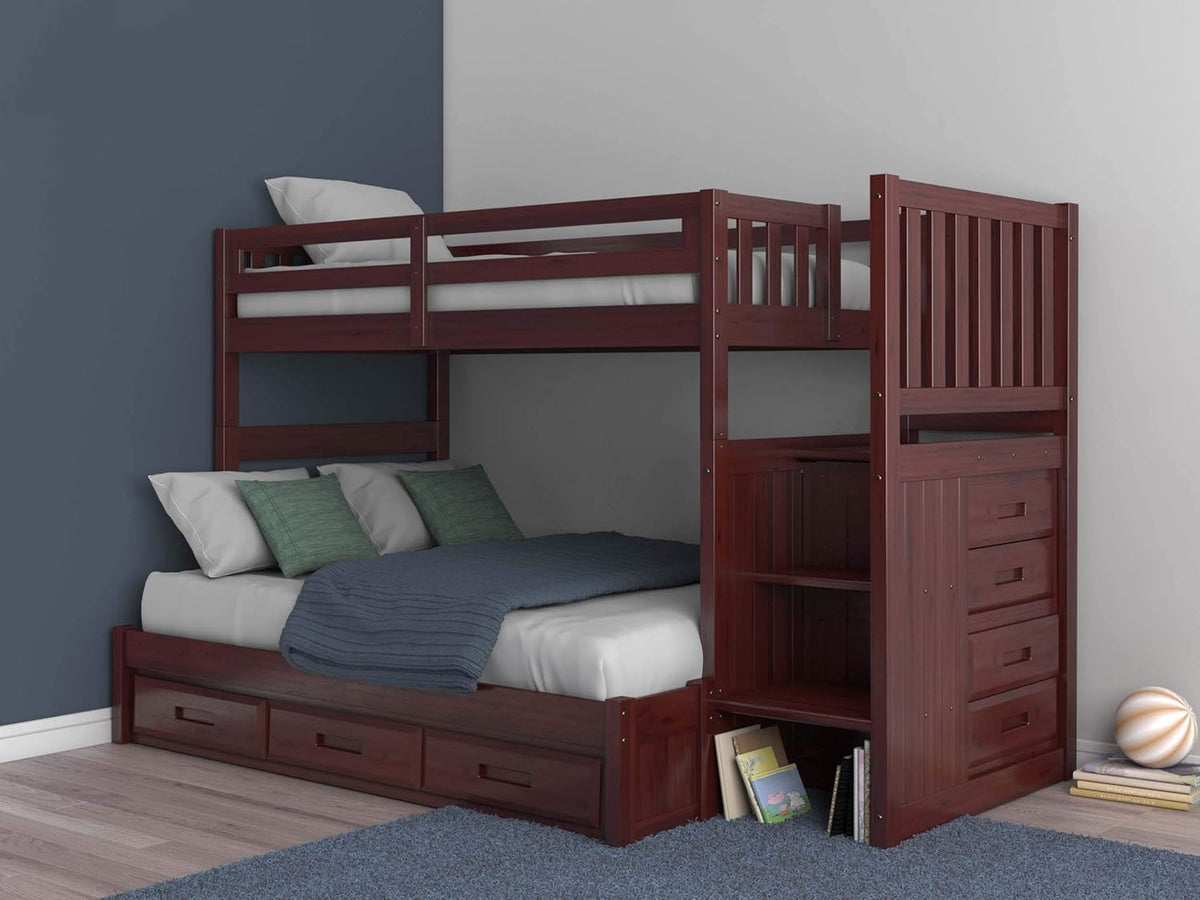 Twin Over Full Staircase Bunk Bed with 3 Drawers R956