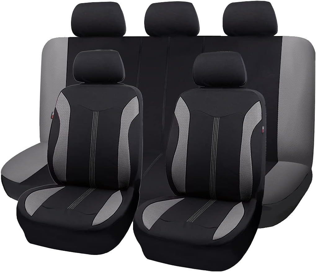 Automotive Seat Covers Full Set Breathable Universal Pink Black W63644