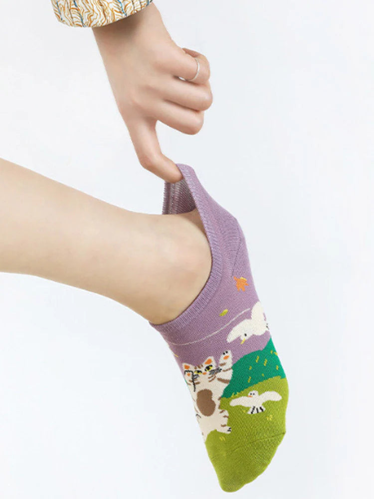 Cartoon Kitty Boat Socks Z273063