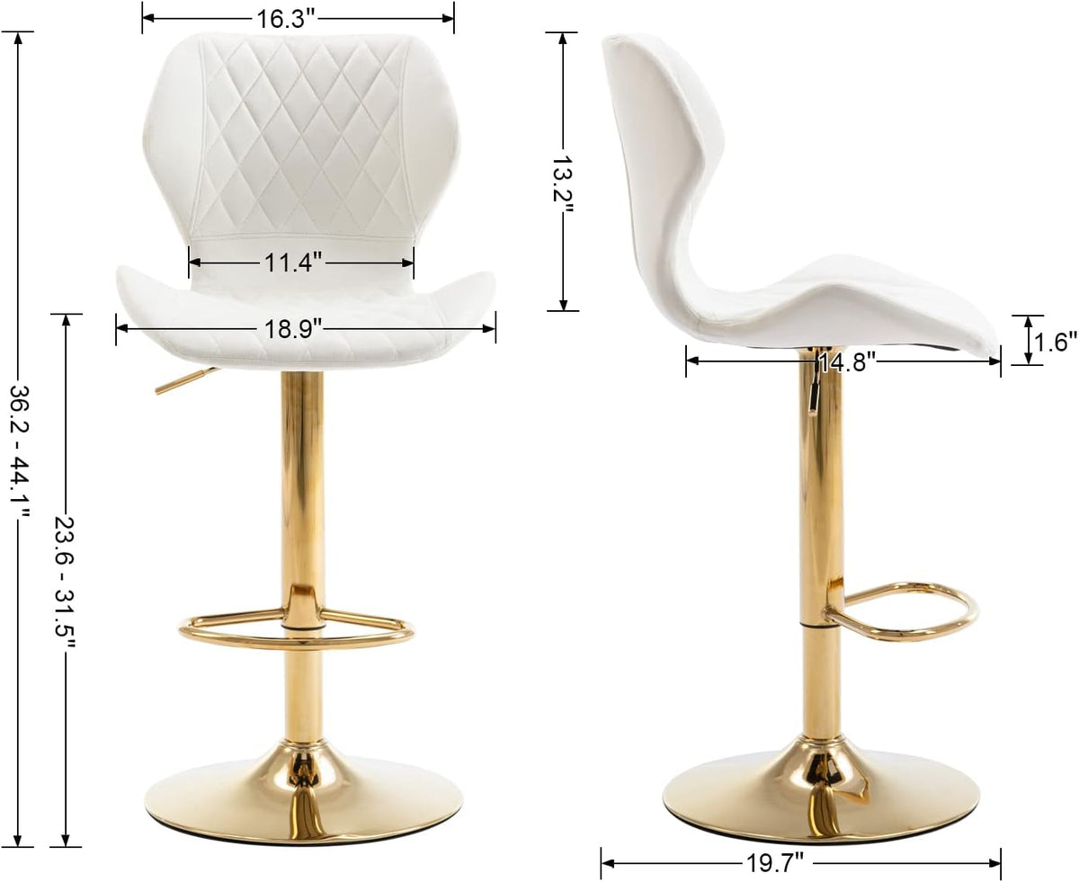 Cream Velvet Swivel Bar Stools Set of 4 S178