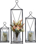 Set of 3 Gold Decorative Tall Lanterns with Candle Holder J106236