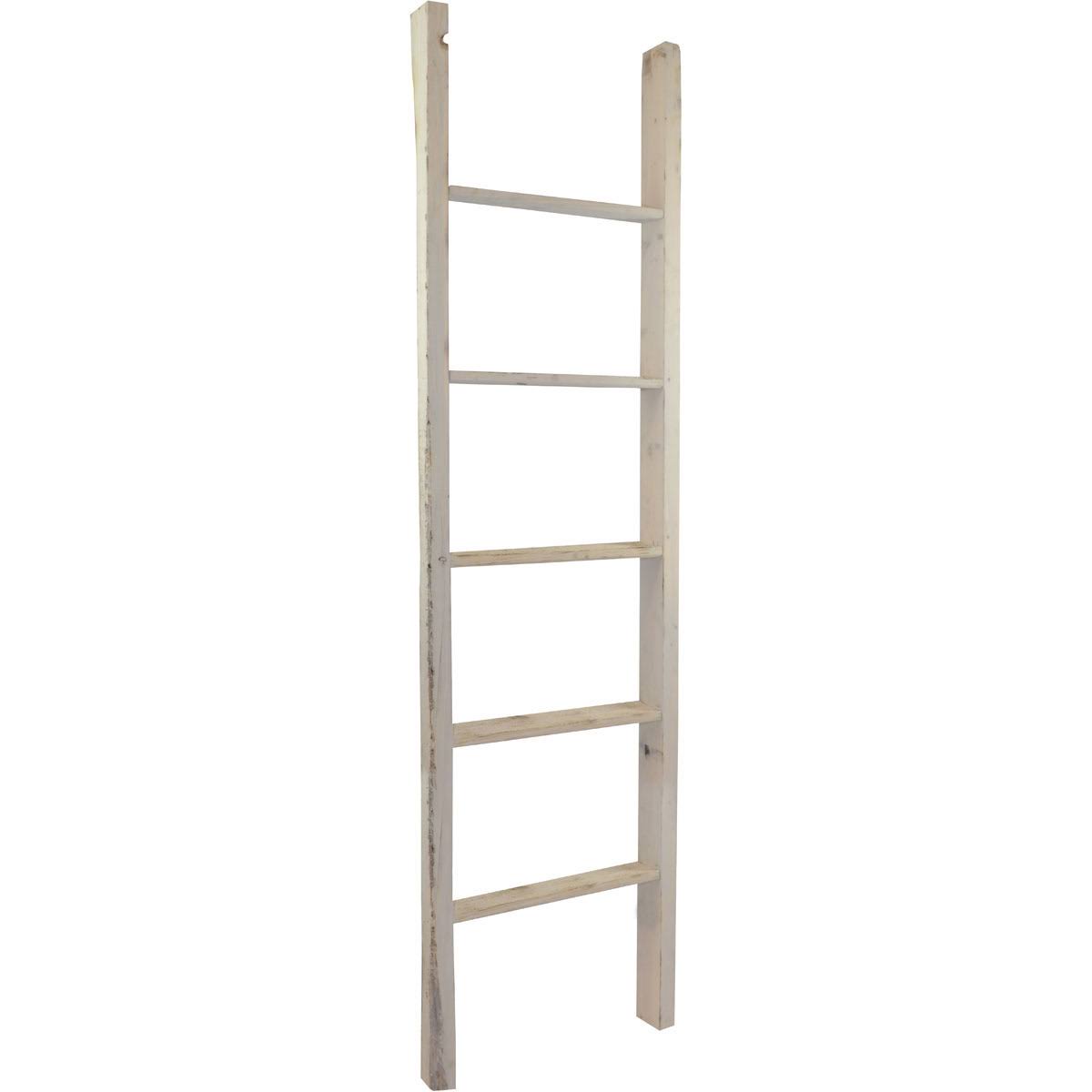 Chalk Dust White Vintage Farmhouse 5-Rung Ladder B768854