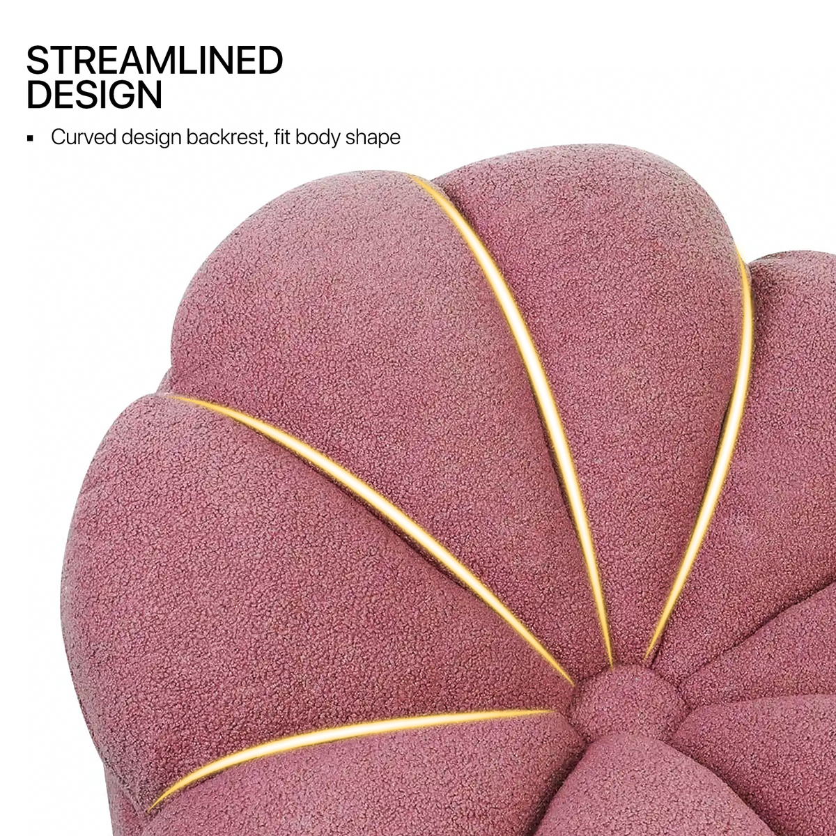Rosewood Pink Mohair Blooming Flower Lazy Sofa E1006
