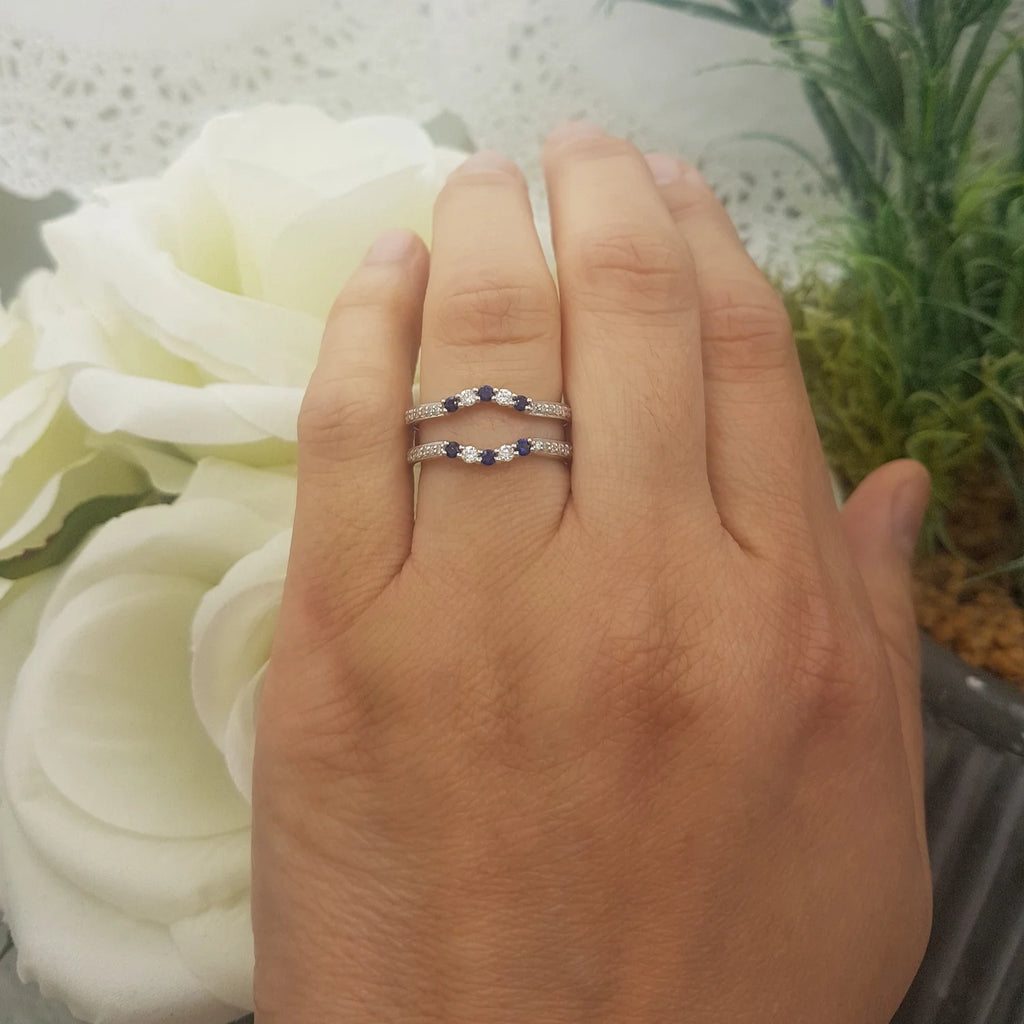 18K White Gold Sapphire Diamond Ring Y47929