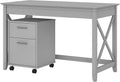 48W Dark Gray Hickory Writing Desk with 2 Drawer Mobile File Cabinet J714