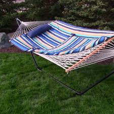Multi Color Cotton Rope Hammock with Stand X198569