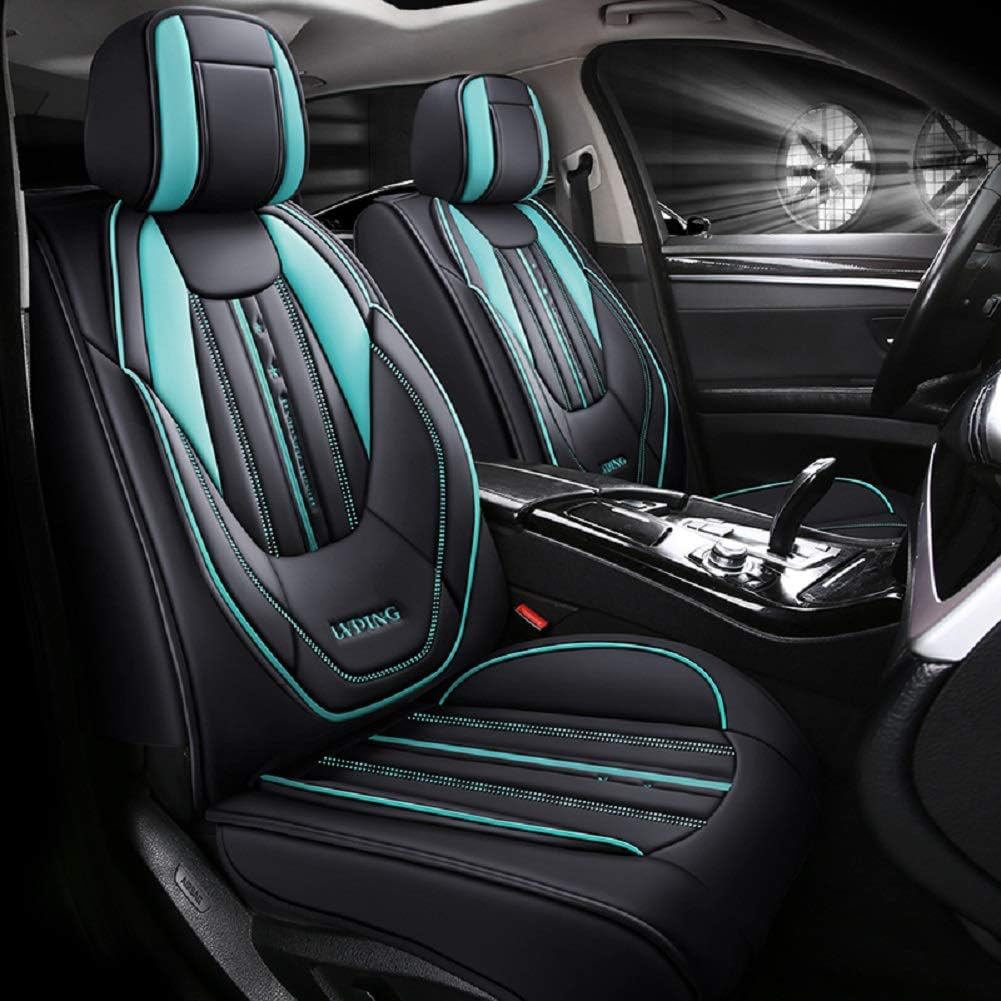 Black-red PU Leather 5 Seats Full Set Car Seat Covers C956975