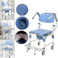 Toilet Chair with Wheeled - Shower Wheelchair - Commode Mobile Chair with Armrest Q13413