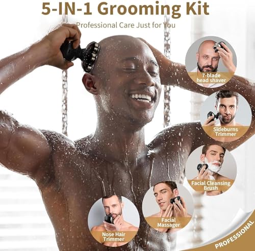 Detachable Head Electric Razor 7D Rotary Shaver Grooming Kit with Type-C Charge S309276