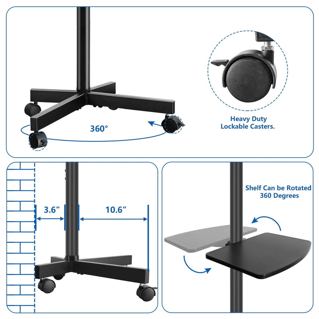 Black Rolling TV Stand for 32 to 60 inch Flat Panel TVs M7081