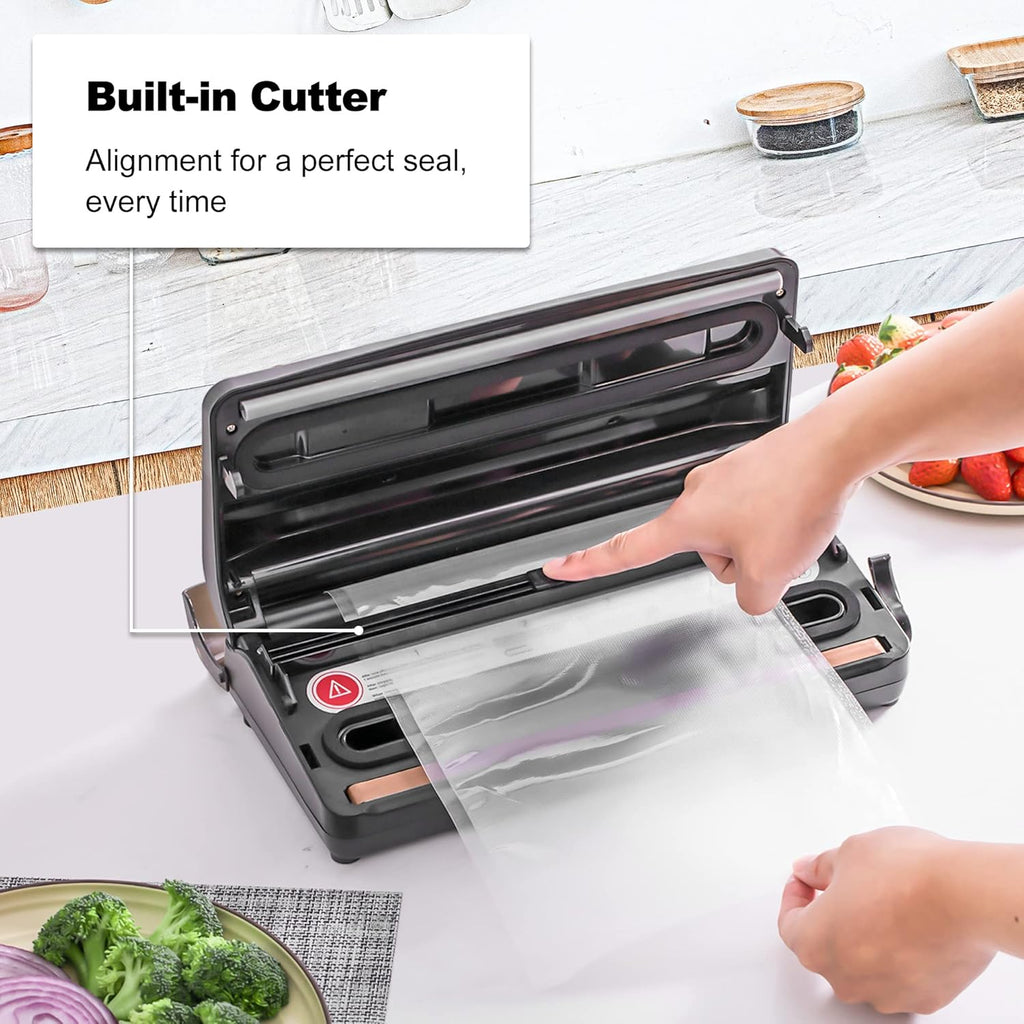 8 in 1 Automatic Vacuum Sealer Machine with Vacuum Bags & Roller Storage, Cutter, Black M48477