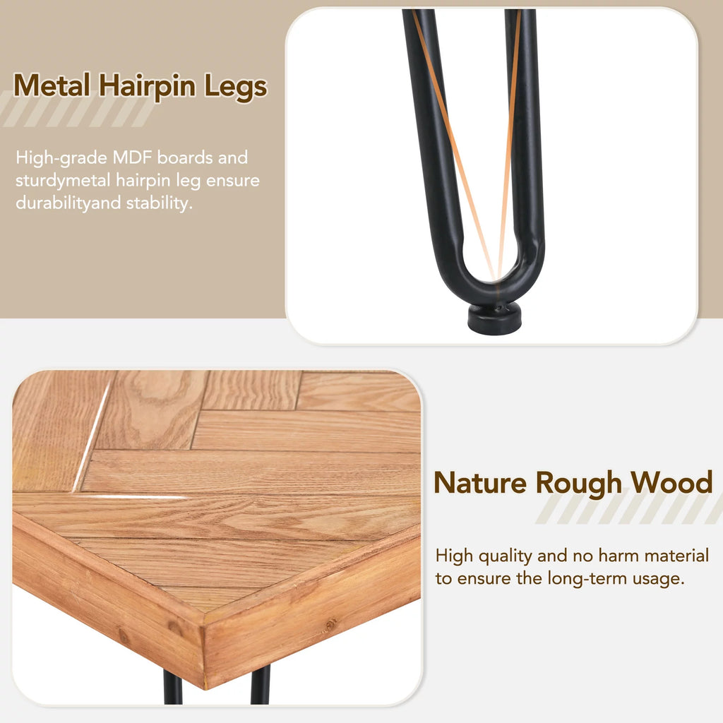 Modern Coffee Table with Chevron Pattern and Metal Hairpin Legs T831