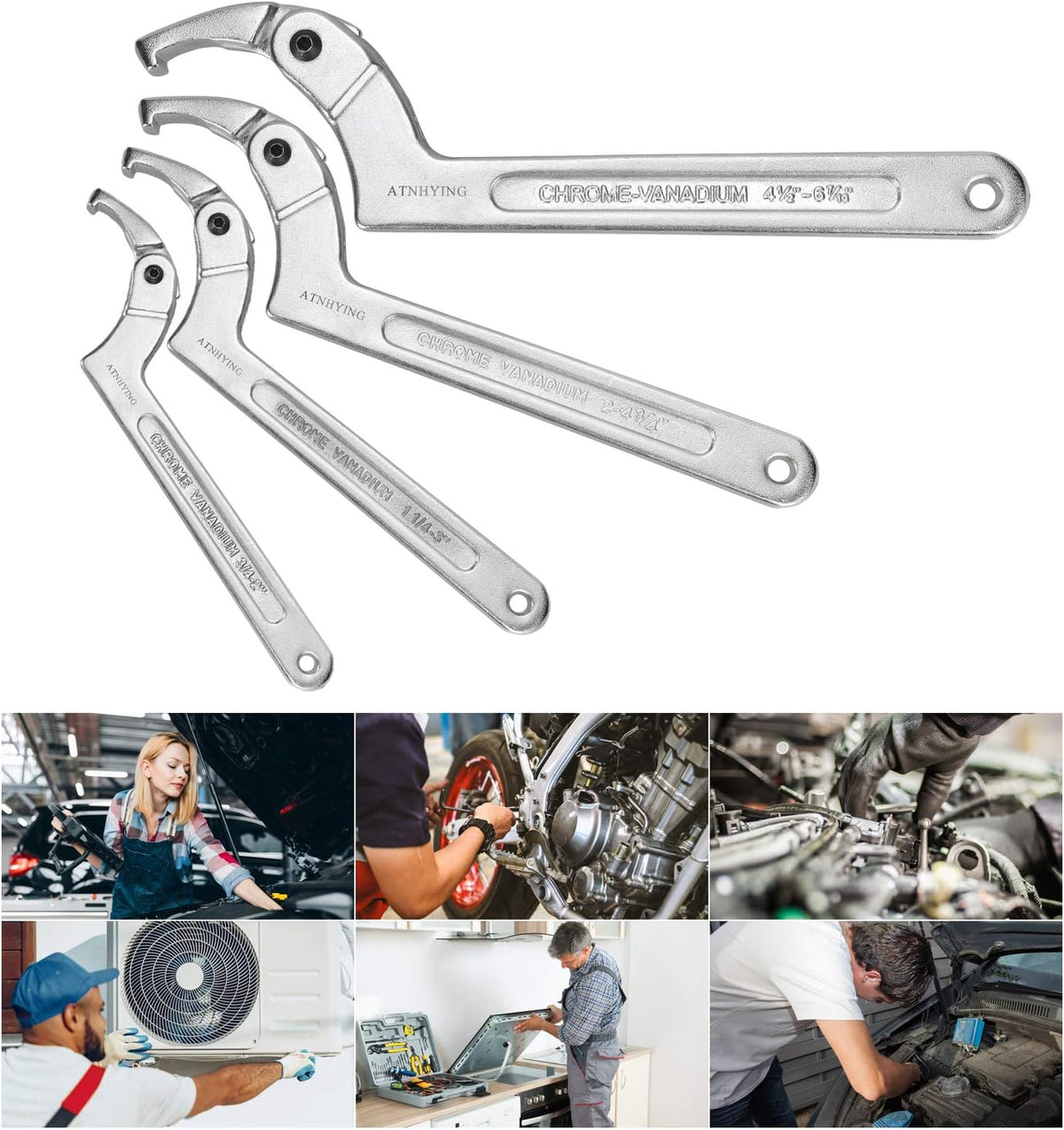 4 pcs Adjustable Spanner Wrench Set E615059