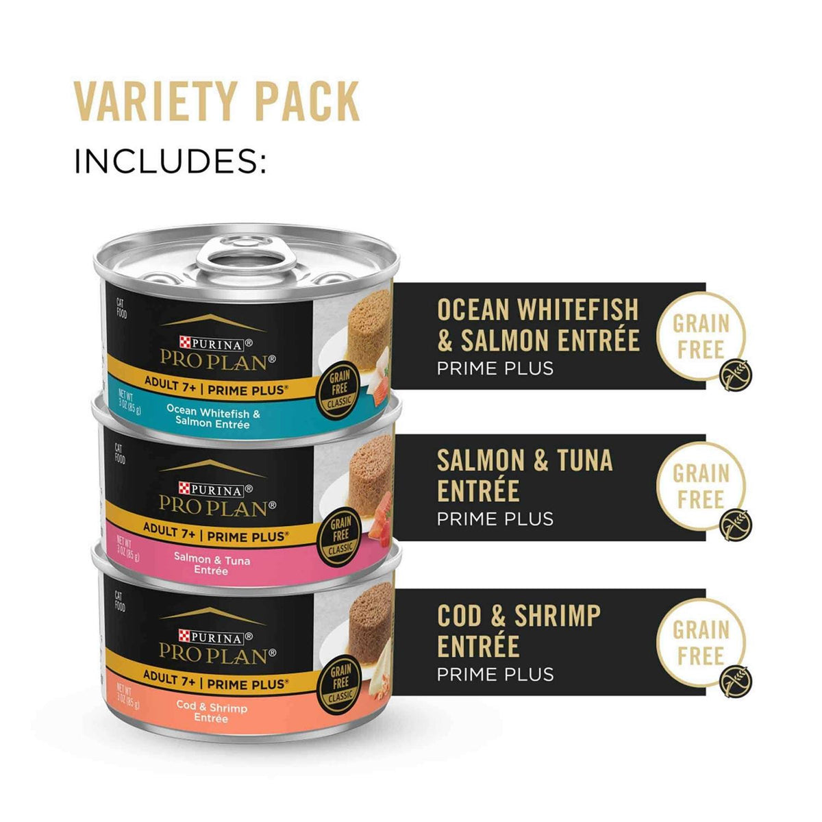 Grain-Free Senior Pate Seafood Favorites Wet Cat Food Variety Pack Y86945