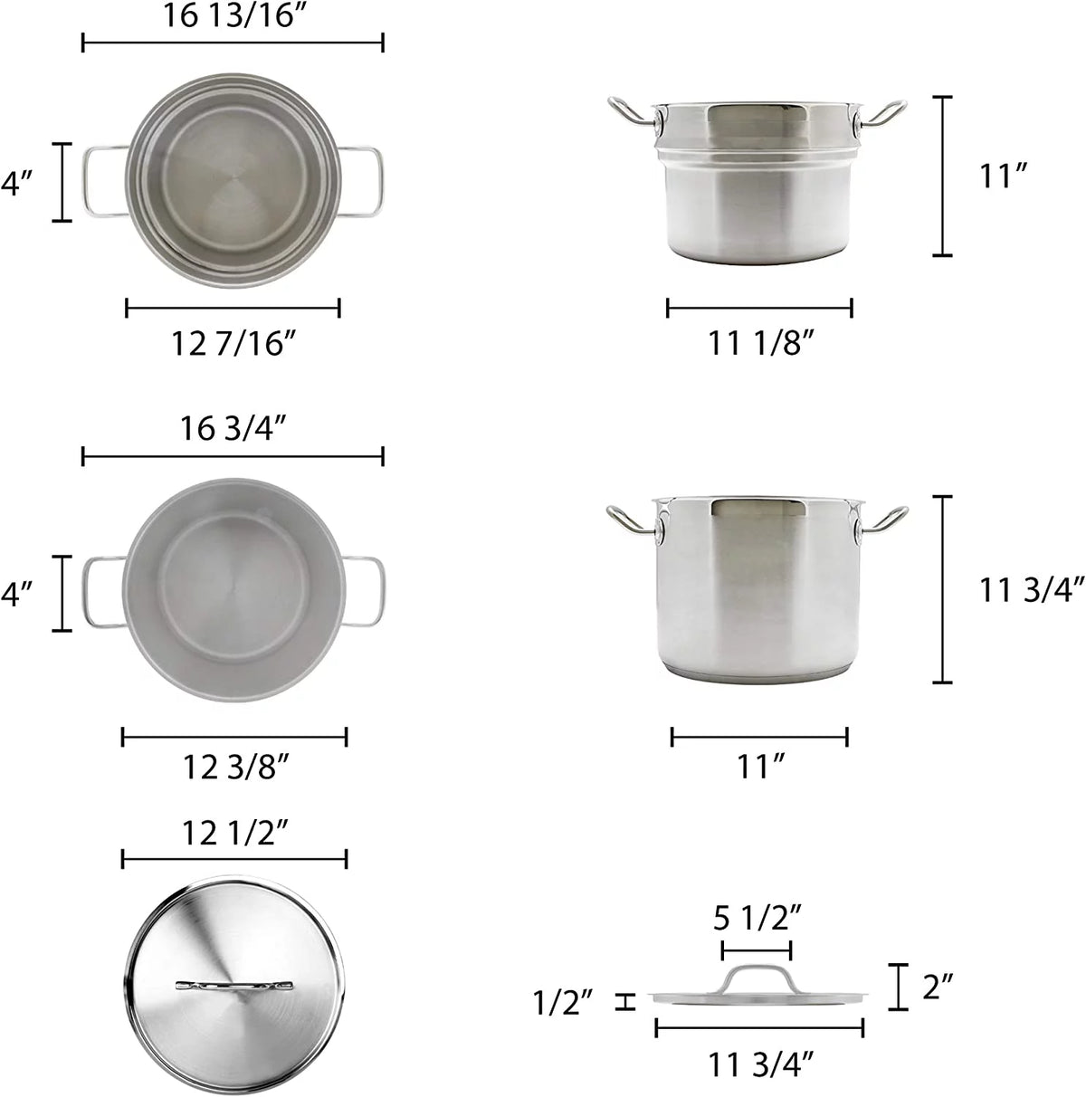 20 quart 18/8 Stainless Steel Double Boiler 3 Pcs Set K36673