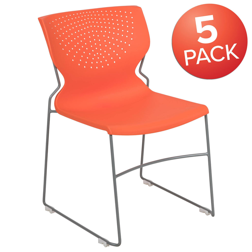 Gray Full Back Stack Chair with Black Powder Coated Frame J529
