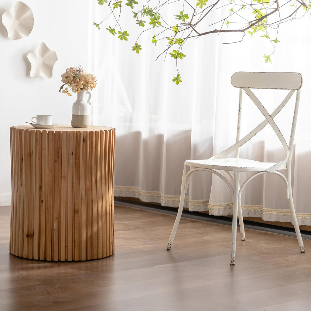 Cylindrical Coffee Table with Vertical Texture Relief Design R905314