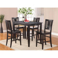 5 Pc Counter Height Table & 4 Stools with Wood Seat in Black Finish I3159