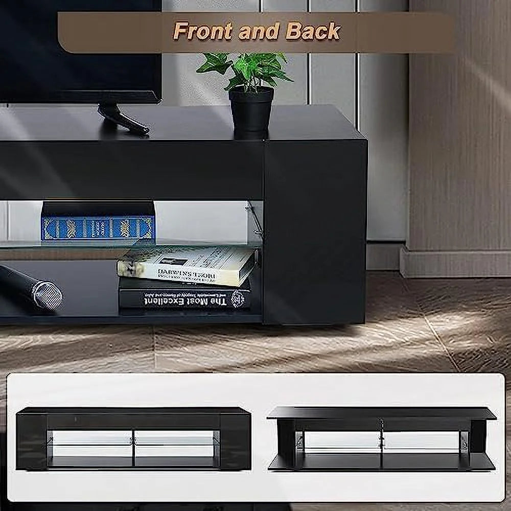57 Inch LED TV Stand with Glass Shelves C328741