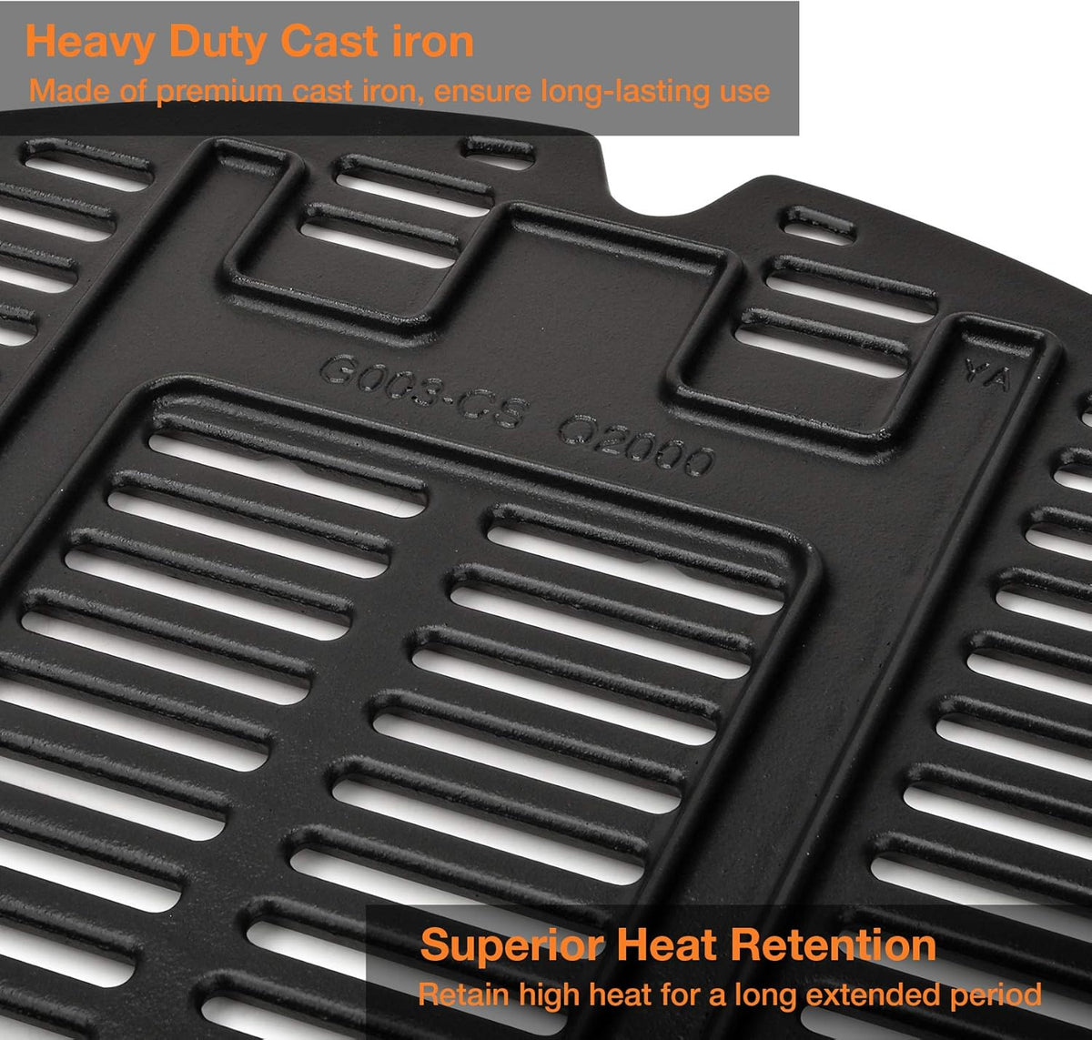 Cast Iron Cooking Grid Grates for Weber Q Series Gas Grill, Pack of 2 K6927