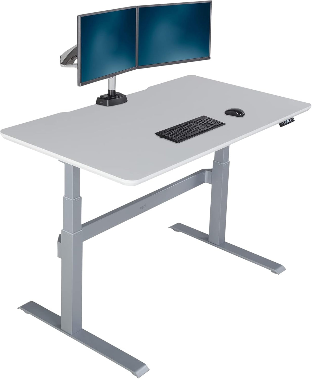 White Height Adjustable Standing Desk with Crossbar and Cable Management Tray F95525