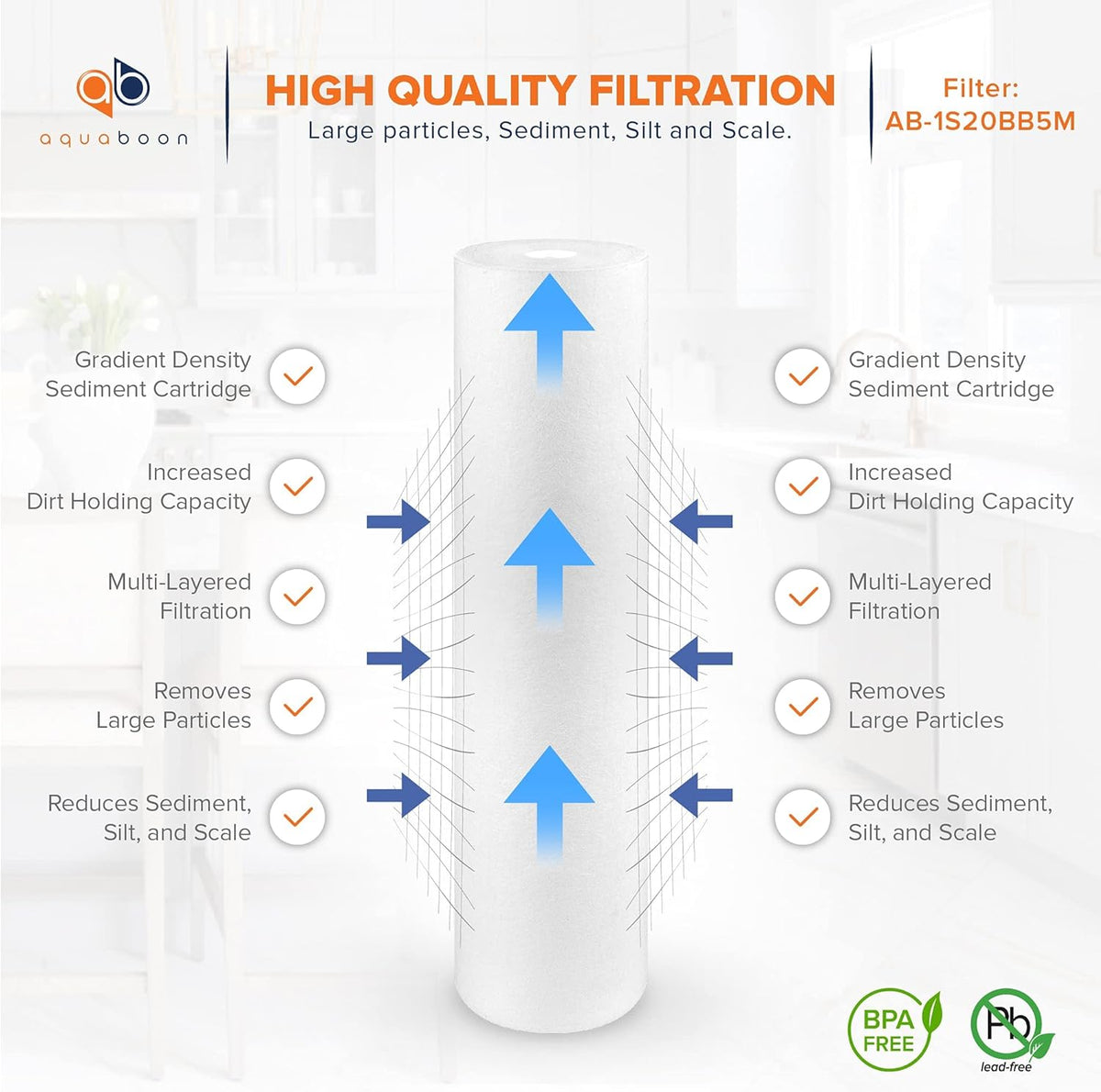 5 Micron 20 Sediment Water Filter Replacement Cartridge, 10 Pack H312362