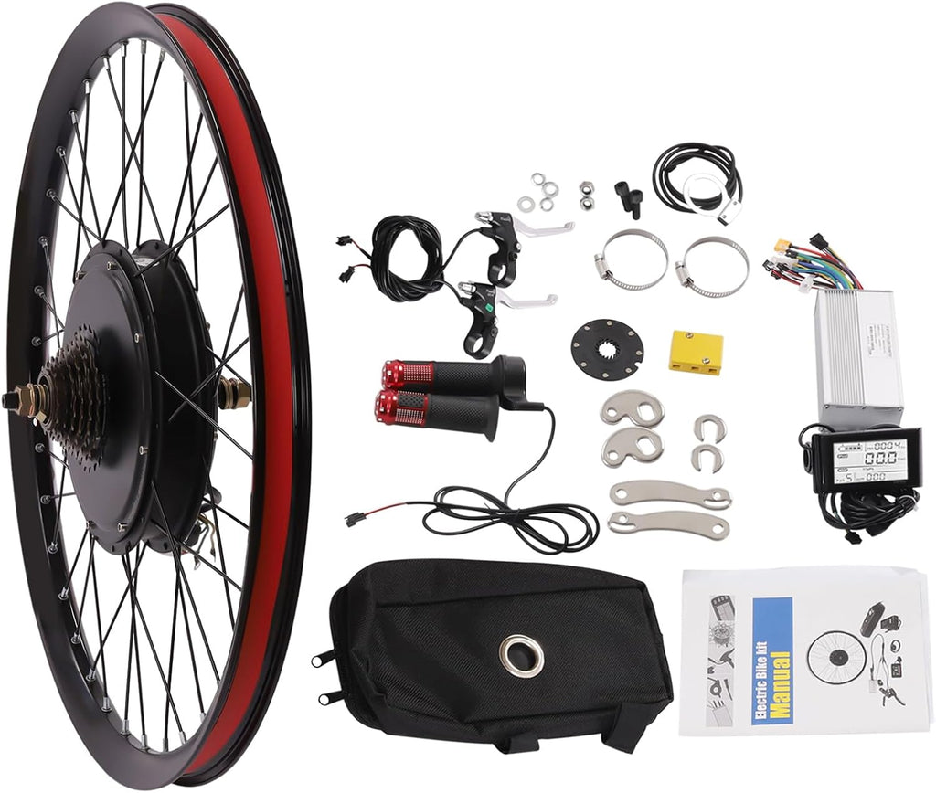 Electric Bicycle Wheel Kit Front/Rear Wheel Hub Motor Electric Bike Conversion Kit with LCD Display O4797