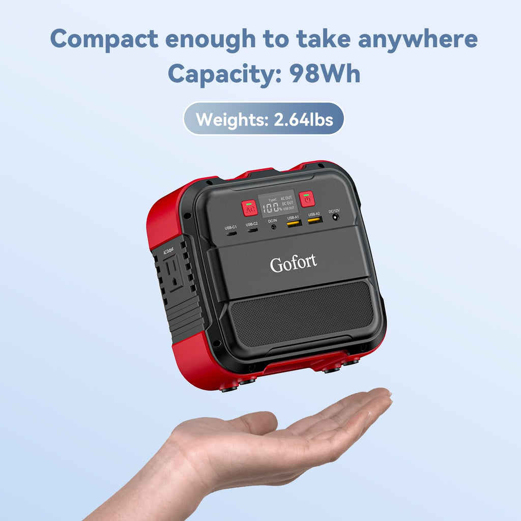 Portable Power Station 26400mAh 98Wh 120W Peak 240W 110V AC Outlets Battery Pack with Flashlight DC QC PD E13926