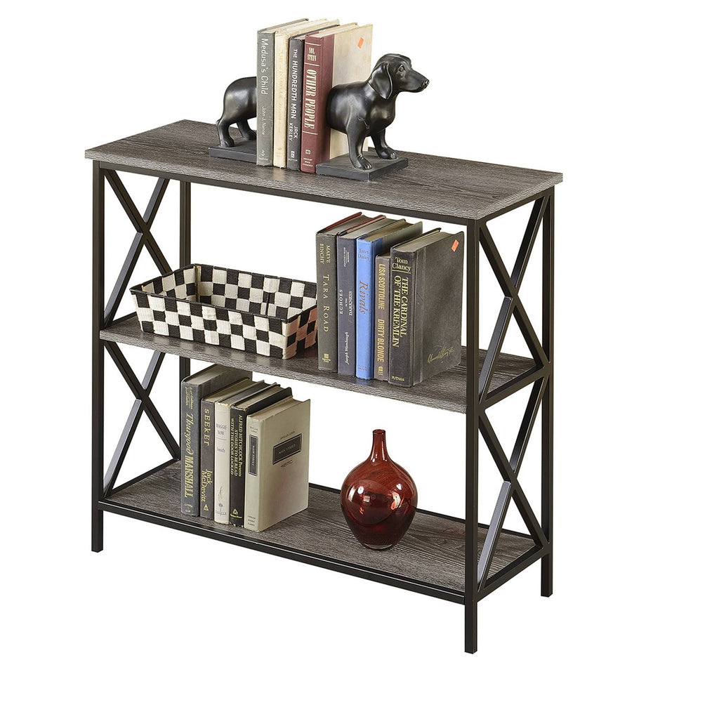 3-Tier Weathered Gray Bookcase W187613