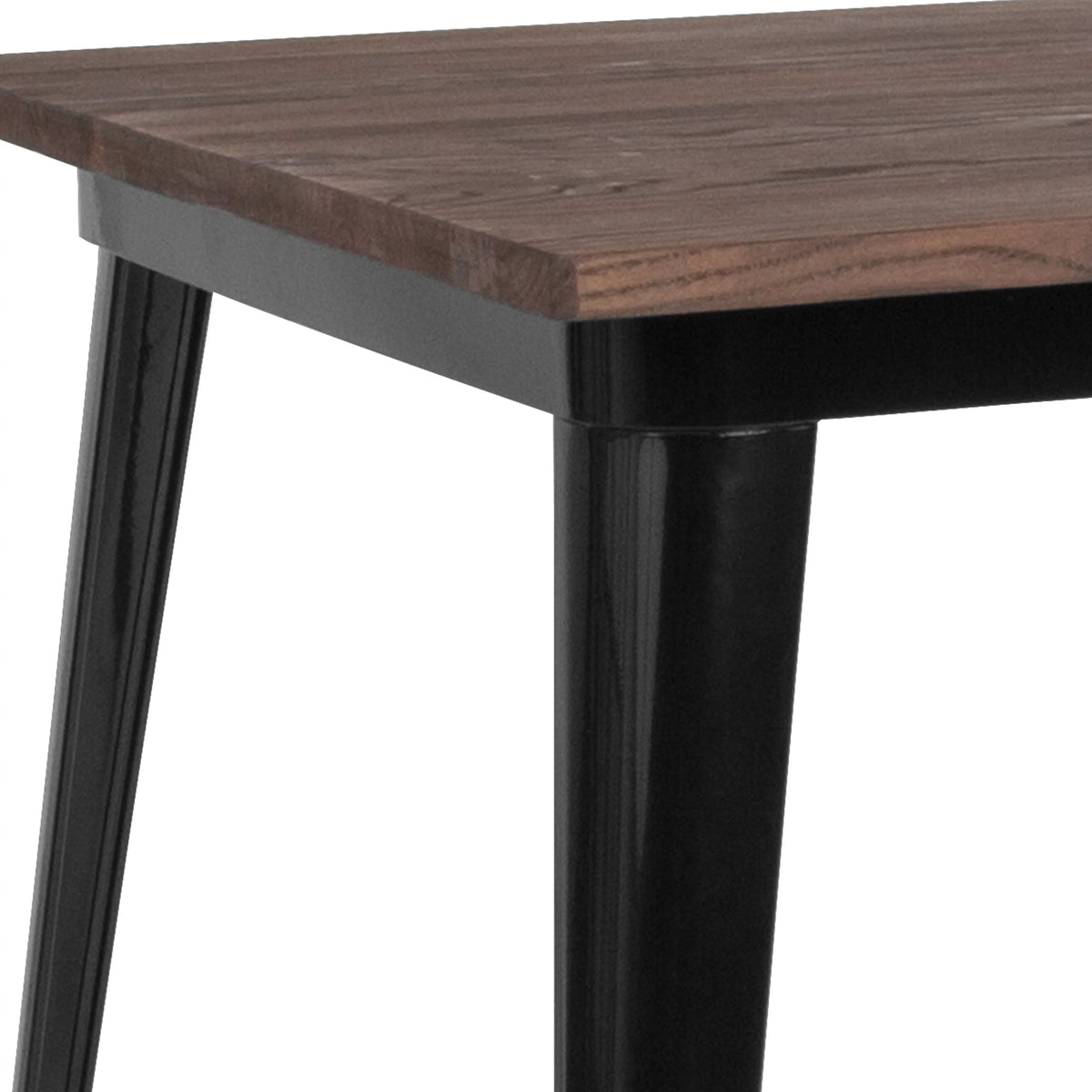 Black Metal Table with Walnut Finished Wood Top B7094