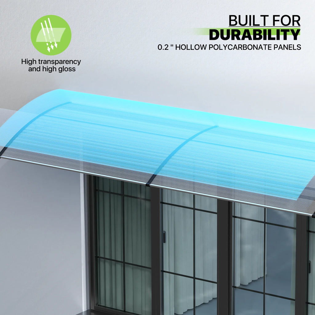 Black Polycarbonate Window Awning & Door Canopy (118x 35) U375885