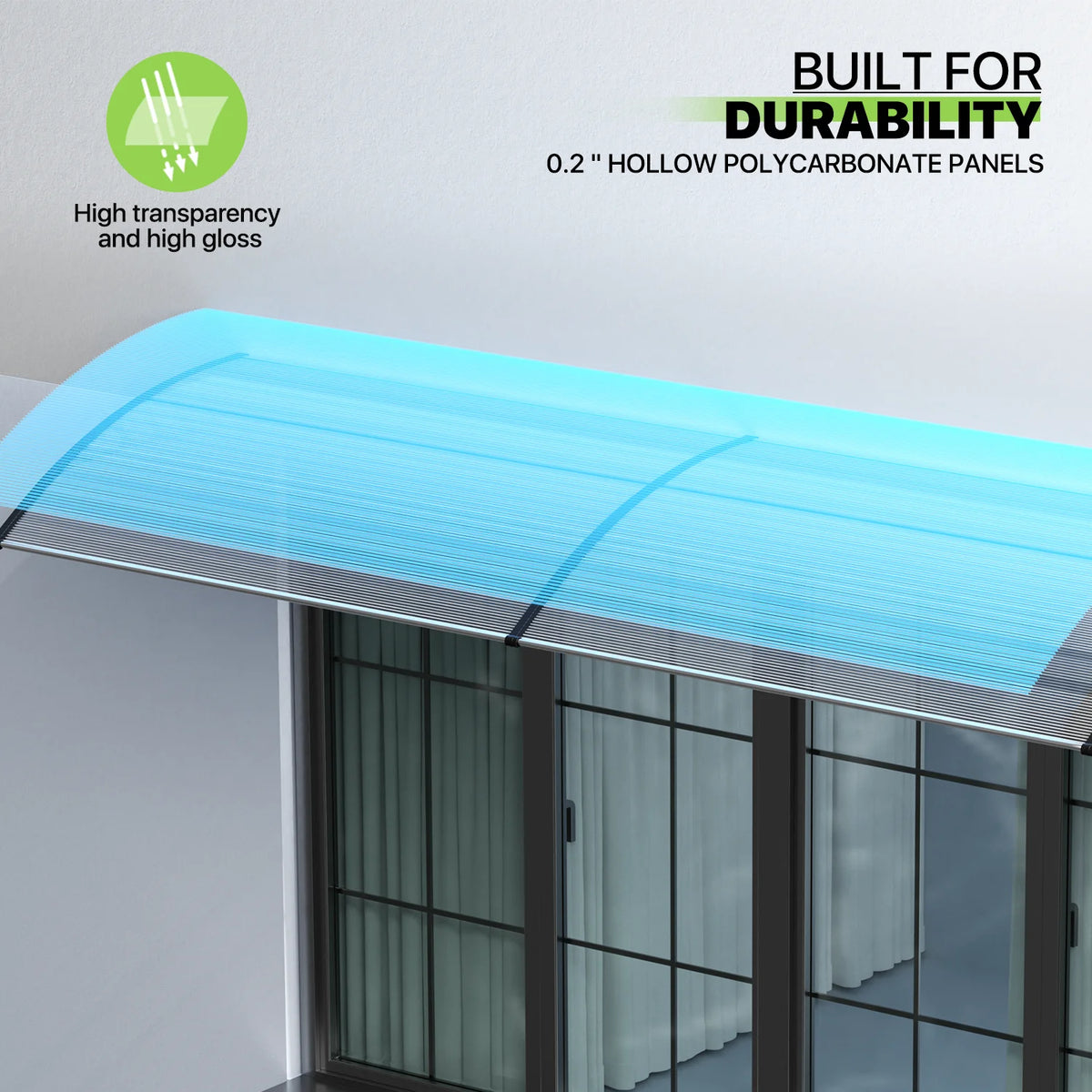 Black Polycarbonate Window Awning & Door Canopy (118x 35) U375885