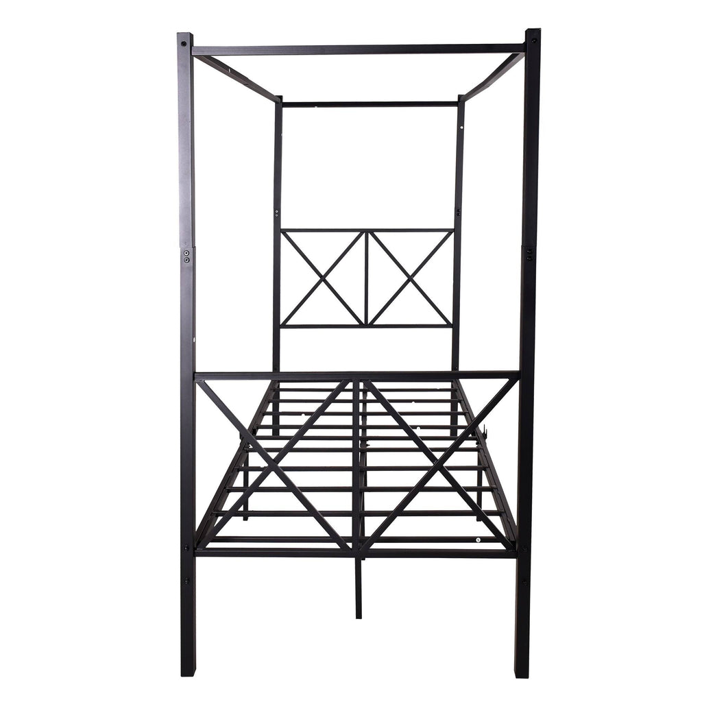 Twin Canopy Bed Frame with X Shaped Frame - Black B374513