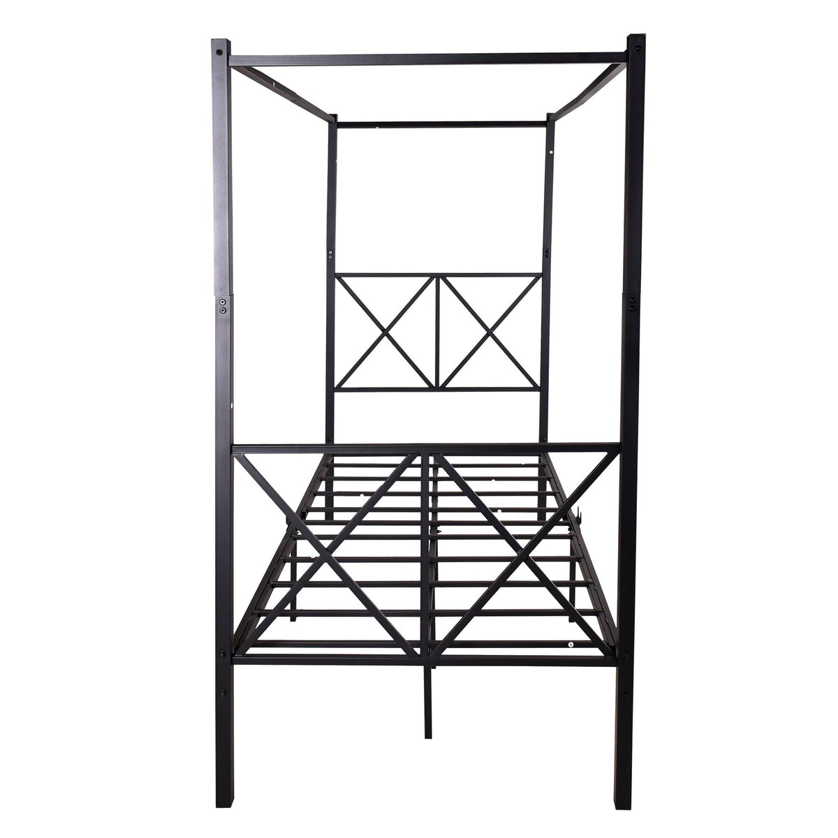 Twin Canopy Bed Frame with X Shaped Frame - Black B374513