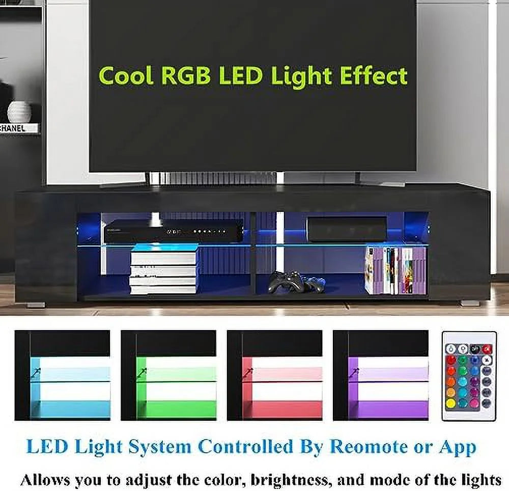 57 Inch LED TV Stand with Glass Shelves C328741