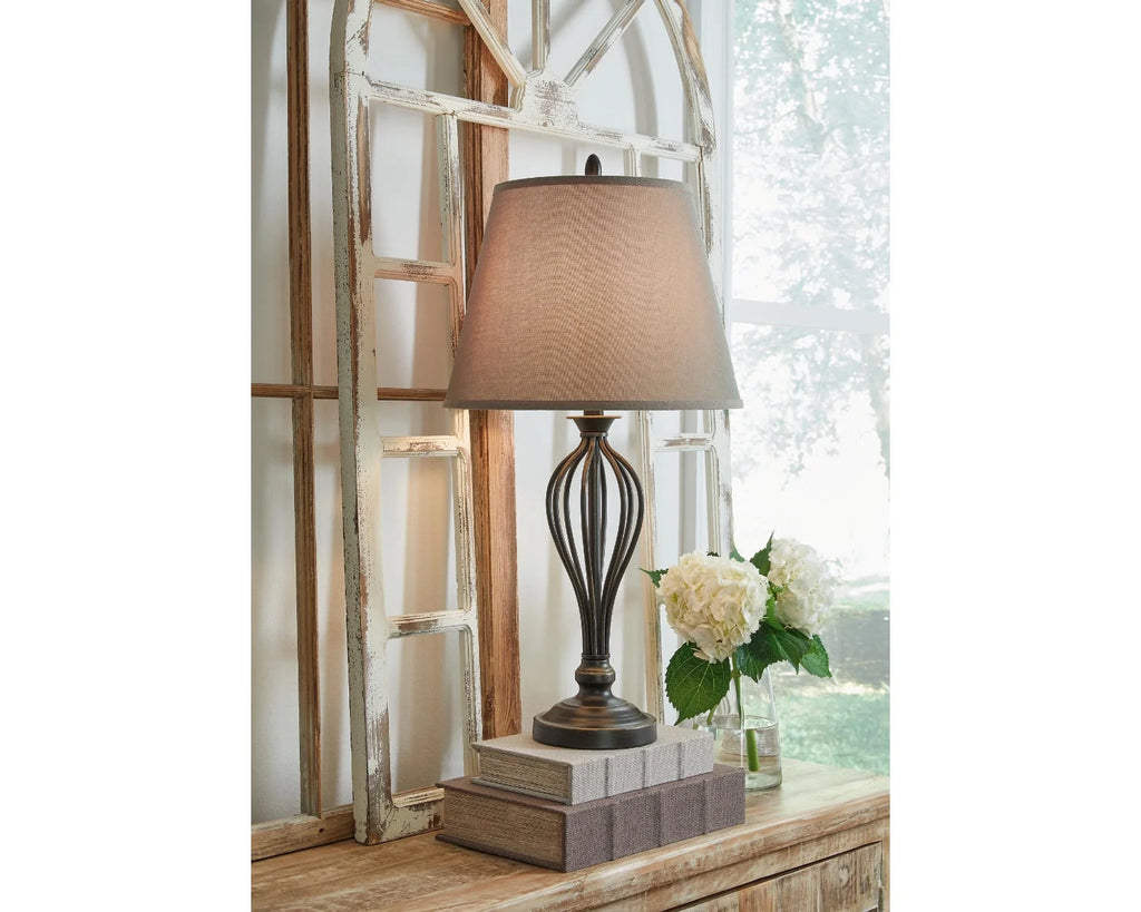 Antique Bronze Metal Table Lamp with USB-C Charging Port, Set of 2 C44313