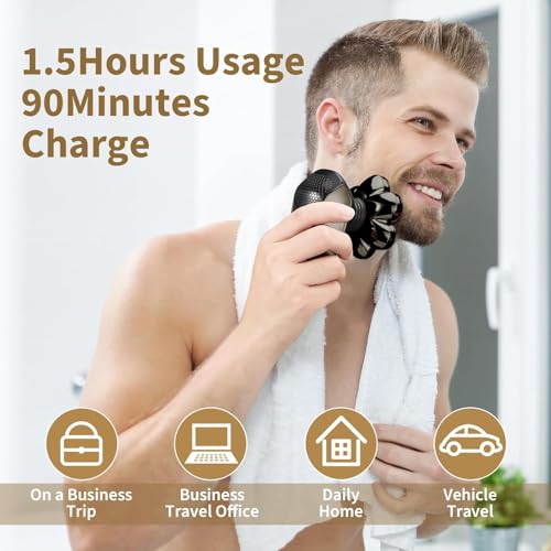 Detachable Head Electric Razor 7D Rotary Shaver Grooming Kit with Type-C Charge S309276