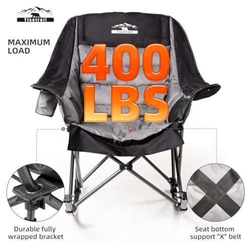 Oversized Padded Camping Chair with Cup Holder, Blue & Gray O81366