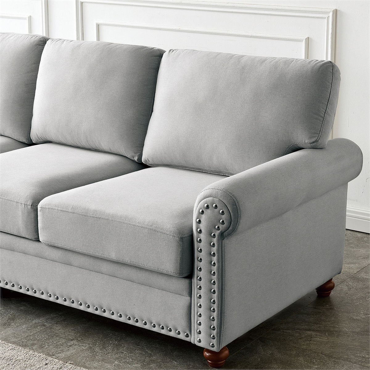 Gray Linen Fabric Storage Sofa D357